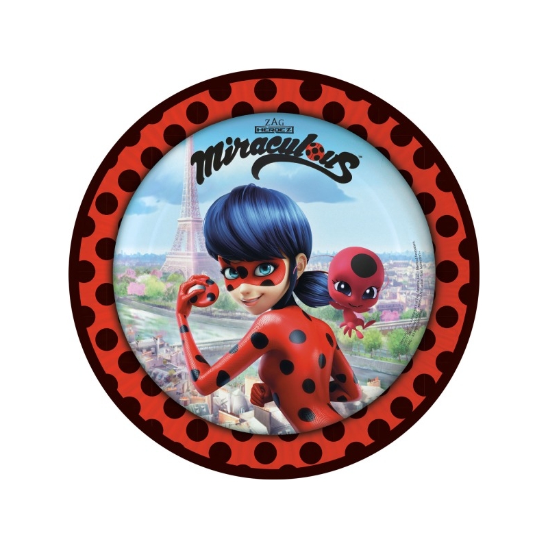 Assiettes Miraculous Ladybug, lot de 8 assiettes idéale pour dresser sa table d'anniversaire