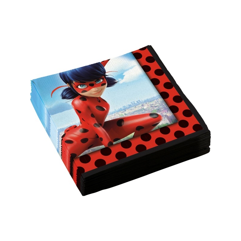 20 serviettes Miraculous Ladybug, dressez sa table d'anniveraire aux couleurs de Marinette
