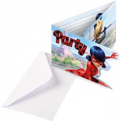 8 invitations Miraculous Ladybug invitez tous ses amies à sa fête d'anniversaire
