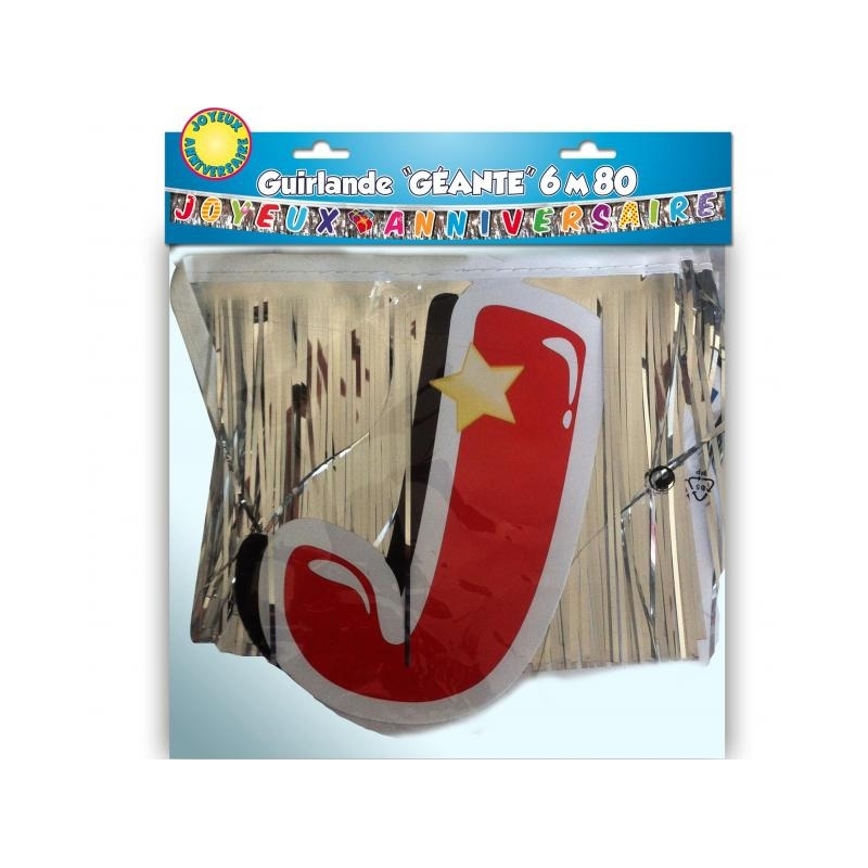 Guirlande Joyeux Anniversaire géante idéale pour décorer une salle des fêtes