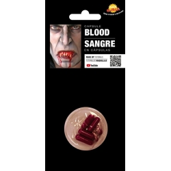Capsules de sang pour réaliser un maquillage de vampire réaliste pour halloween