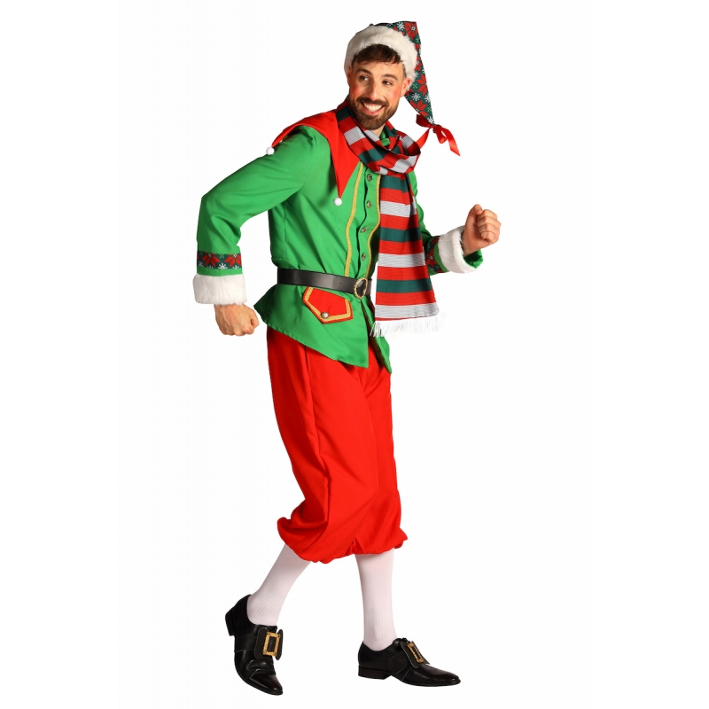 Costume de lutin de Noël pour homme version de luxe
