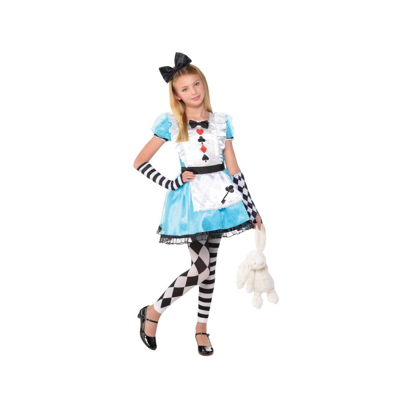 Déguisement fille Alice au pays de merveilles luxe avec Leggings, Manchettes