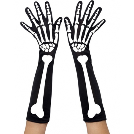 longue paire de gants squelette pour femme - BZ164A - accessoire halloween