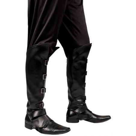 surbottes noires avec 4 boucles metal pour adultes - accessoire costume pirates