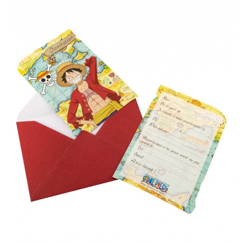 Invitations One Piece avec enveloppes, carte anniversaire manga