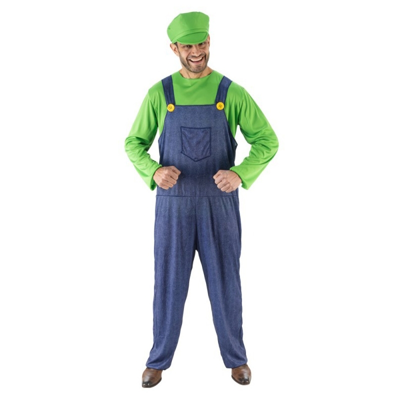 Déguisement plombier vert pour homme, incarnez Luigi le personnage de jeu vidéo Mario