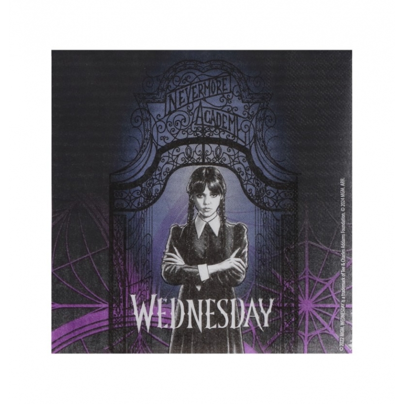 20 serviettes Mercredi Addams, serviettes en papier 3 plis licence officielle