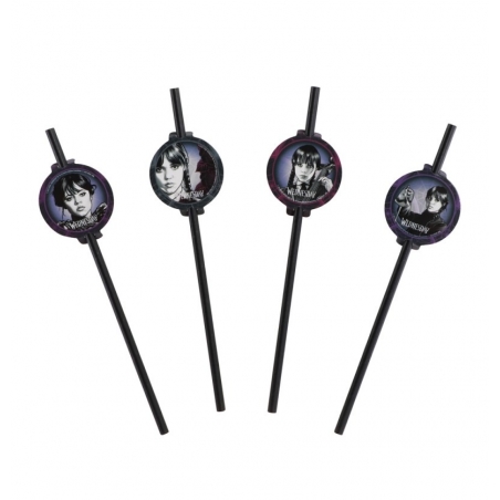 Pailles Mercredi Addams à associer aux gobelets Mercredi Addams pour sa fête d'anniversaire