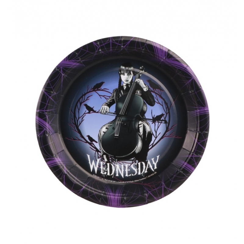 assiettes Mercredi Addams™ 18 cm pour sa décoration de table d'anniversaire