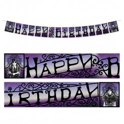 guirlande anniversaire Mercredi Addams "Happy Birthday"