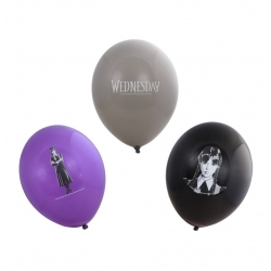 6 ballons latex Mercredi Addams™ pour sa déco d'anniversaire