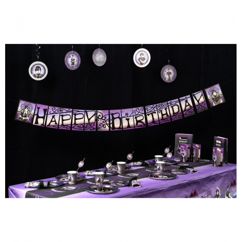 Guirlande Mercredi Addams "Happy Birthday"