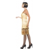 deguisement années 20 femme - costume charleston beige et or adulte