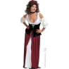 deguisement aubergiste tenanciere, robe medievale avec corset, tour de cou et coiffe - costume medieval