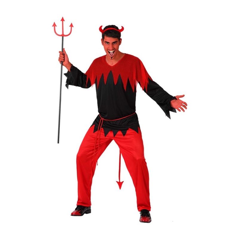 deguisement de diable pour homme couleur rouge et noir - halloween adulte