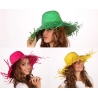 Chapeau feuille de palmier 3 couleurs, rose, jaune et vert