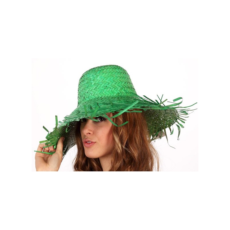 Chapeau vert en feuille de palme - deguisement fermier