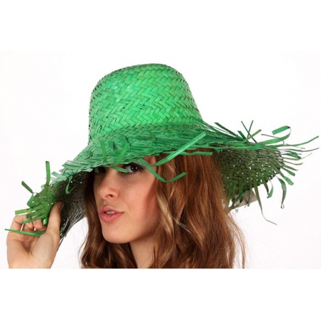 Chapeau vert en feuille de palme - deguisement fermier