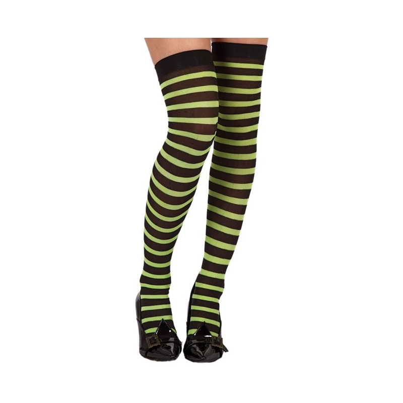Bas rayés noir et vert - bas à rayures