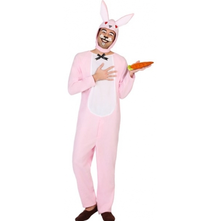 déguisement de lapin pour homme de couleur rose - costume enterrement de vie de garcon