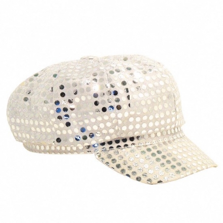 casquette disco argent à paillettes, l'accessoire incontournable pour vos deguisements disco casquette disco argent à paillettes, l'accessoire incontournable pour vos deguisements disco