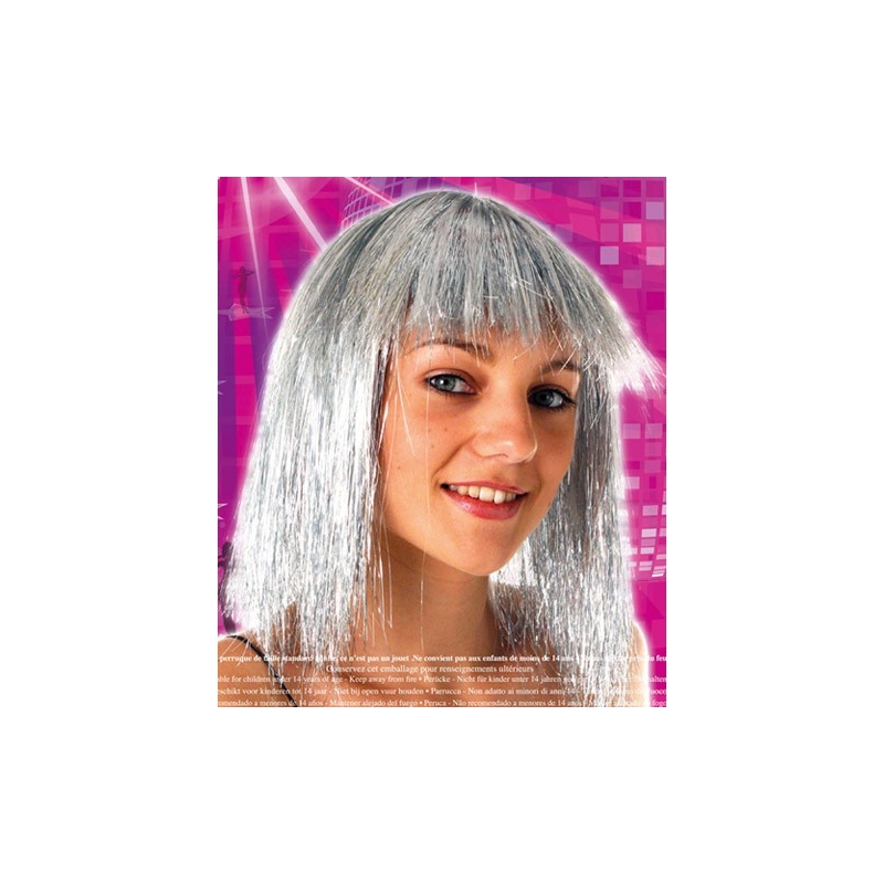 Perruque disco argent luxe pour femme - accessoire déguisement
