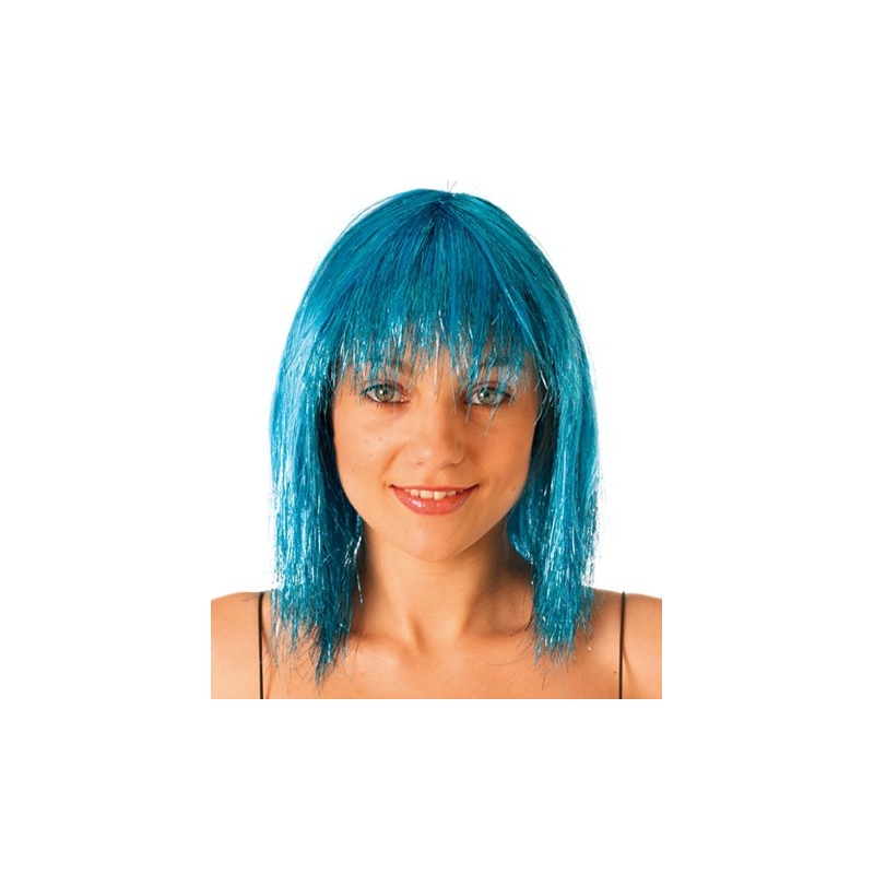 Perruque disco bleu turquoise femme