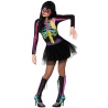 deguisement squelette fluo femme, robe à longues manches - costume halloween