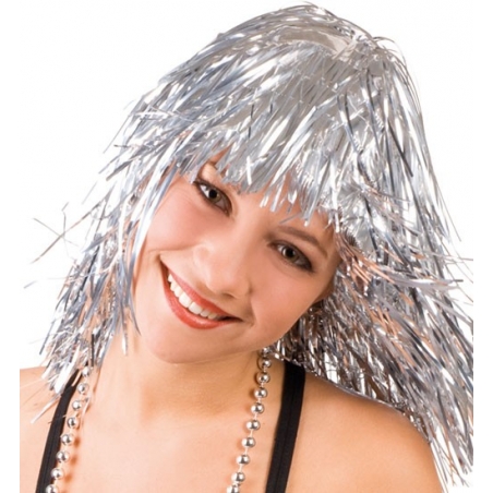 perruque métallique argent adulte - perruques disco