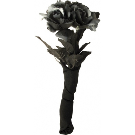 Bouquet de roses noires et grises 30 cm - déguisement mariée gothique halloween