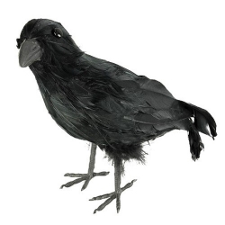 Corbeau à plumes noires 32 cm - décoration pour halloween
