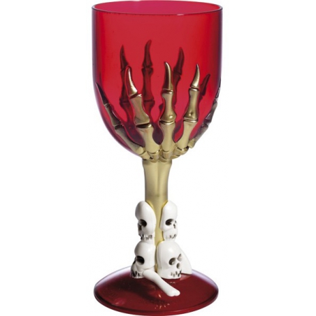 Verre halloween rouge décoré d'un squelette - décoration de table halloween